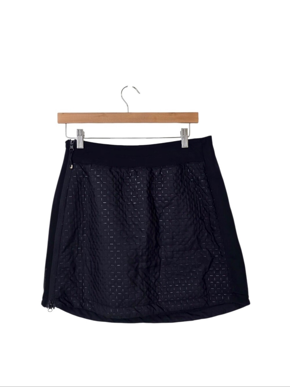 Swix Black Nordic Cross Country Ski Side Zip Puffer Skirt Women's Medium Quilted
